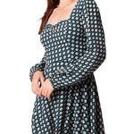 Band of the Free Genevieve Mini Dress Medium Y2K Teal Diamond Long Sleeve NWT Green Photo 0