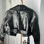 Lovers + Friends  Emilia Crinkle Leather Moto Jacket Cropped XS $278 Photo 5
