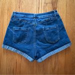 Women's Midrise Cuffed Denim Shorts Large 10/12 Medium Wash Stretch Jeans Blue Photo 1