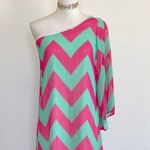 Auditions Chevron One Shoulder Long Sleeve Shift Dress Photo 0