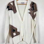 Vintage Spice of Life 80's Ivory Brown Knit Cardigan Sweater Women’s Western Size M Photo 0
