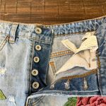 ZARA TRF Floral Embroidered Cotton Denim Shorts Blue High Rise Size 4 Photo 5