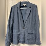 Michael Stars Lottie Linen Blue Striped Blazer size XS Photo 1