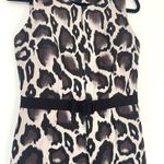 PAULE KA 38 (US 6) Animal Print Belted Lined Dress Designer Leopard Grosgrain Brown Photo 2