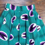 Francis + Benedict • pleated skirt African wax print cotton birds green purple Size XS Photo 9