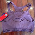 Aeropostale NEW Aero Sport Ribbed Purple Sports Bra Removable Cups Dark Athletic Photo 2
