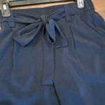 ZARA  Trafaluc Navy Blue Wide Leg High Waisted Tie Waist Pant Trousers Size Small Photo 2