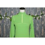 Kyodan  Ladies XS 1/4 Zip Athletic Top Green Yellow Striped Running Long Sleeve W Photo 1