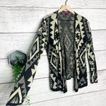 Say What? Say What? Black & Cream Aztec Open Front Cardigan Sweater Size Large Southwest Photo 2