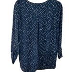 Gap NWT Large Popover Blouse Rayon -Navy Geometric Dot V-Neck Blouse Photo 1