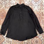 EXPRESS Military Style Black Long Sleeve Popover Career Blouse Shirt Size XS Photo 0