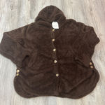 CELLABIE Women's Brown Fuzzy Hooded Cardigan Button Front Size L Size L Photo 0