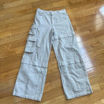 ZARA  high waisted beige baggy cargo pants jeans cotton wide legs Sz M Photo 2