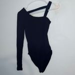 Topshop Women’s Black ribbed one shoulder bodysuit basic everyday going out Photo 1