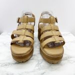 ASOS  DESIGN Highway Chunky Mid Heeled Sandals‎ Beige US 9 Photo 5