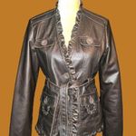 Charlotte Russe Y2K gorgeous stylish brown faux leather jacket! Unique! Photo 0