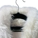 Rosy Love's 70's Style Embroidered Faux Fur Jacket Size Medium Buckle White Boho Blue Photo 2