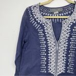Sachin + Babi  Blue Embroidered Boho Blouse Womens XS Beachy Sheer Lightweight Photo 1