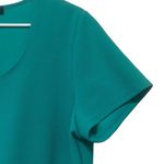 Slinky Brand  1X Green Shift Mini Dress Pockets Side Slits Textured Stretch Work Photo 3