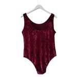 Clockhouse Wine Crushed Round Neck Velvet Soft One Piece Bodysuit SZ L #1530 Photo 4