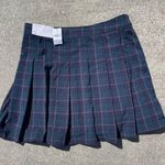 American Eagle NWT Highest Rise Pleated Plaid Mini Skirt Blue Green Tartan 10 Photo 3