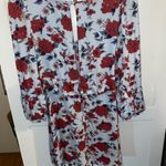 Outfitters American Eagle Blue Red Floral Boho poof Sleeve Dress Photo 8