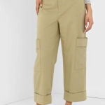 Vince  Womens Cotton Cropped Utility Pants Size 16 Khaki Photo 0