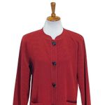 Misook  Knit Long Blazer Red Size S Stealth Wealth Minimalist Quiet Luxury Boho Photo 2