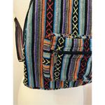 Boho Striped Hemp Mini Festival Backpack Blue Photo 3