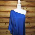 Aidan Mattox Blue One Shoulder Drape Dress Photo 3