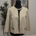 Maya Brooke Women’s Beige Open Front Jacket Size 12 – 3/4 Sleeve Dressy Blazer Photo 0