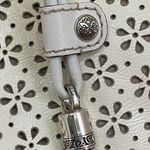 Brighton Perforated Daisy Drawstring Tassel Leather White Shoulder Hobo Bag Photo 11