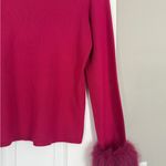Adrienne Landau  Onyx Fur Trim Cuff Fusica Hot Pink Sweater Ski Resort Photo 9