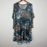 Comfy USA Tunic Top Womens XL Multicolor Mesh Animal Print High Low Long Sleeve Blue Photo 8