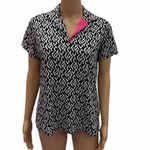 Sport Haley Geometric Print Golf Polo Shirt Black White Pink Womens Medium Photo 2