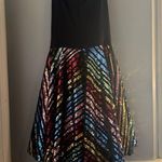 Jovani  Black and Gold Sequin Fit and Flare Midi Dress Photo 5