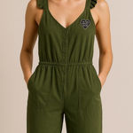 Saturday Morning Pancakes Green Cotton Jumpsuit L Boho Grunge Lagenlook Size L Photo 0