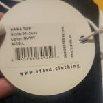 STAUD  Hana Top in Navy and White In Ribbed Knit Size L Photo 1