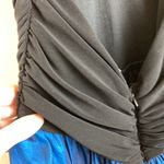 🌞Niki by Niki Livas Black Ruched Halter Top with Blue Metallic Midi Dress Size 2 Photo 7