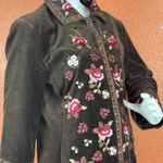 NYGARD COLLECTION Embroidered Floral Velvet Coat Jacket Womens Size 14. B25 Brown Photo 3
