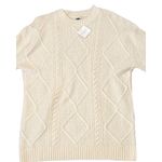 American Eagle  Sweater Size Small White Long Tunic Crew Neck Cableknit Soft NWT Photo 3