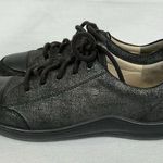 Women's Finn Comfort SoHo Germany Black Leather Sneaker Sz 41/10 Silver Sparkles Photo 0