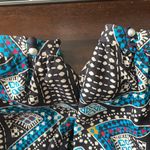 Tory Burch  Geometric 100% Silk Shirt Long Sleeves Blue/Black Tie Front Size 8 Photo 9