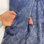 APNY Acid Wash Blue Embroidered Sleeve Lace Neck Boho Sweatshirt Size S Photo 8