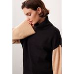 Sanctuary  Black Tan Colorblock Long Sleeve Turtleneck Pullover Sweater Medium Photo 5