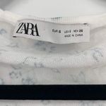 ZARA Women's Floral Print Knit V Neck Long Sleeve Crop Top White Blue Size Small Photo 8