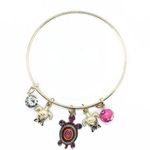Boutique Beaded Sea Turtle Charm Colorful Bangle Bracelet Photo 0