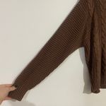 American Eagle Brown Cable Knit Crewneck Sweater Photo 3