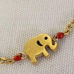 18k Gold Stainless Steel Dainty Elephant Chain Bracelet Red Photo 2