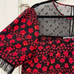 BCBGeneration Dress Womens Mixed Media Red Black Floral Lace Photo 4